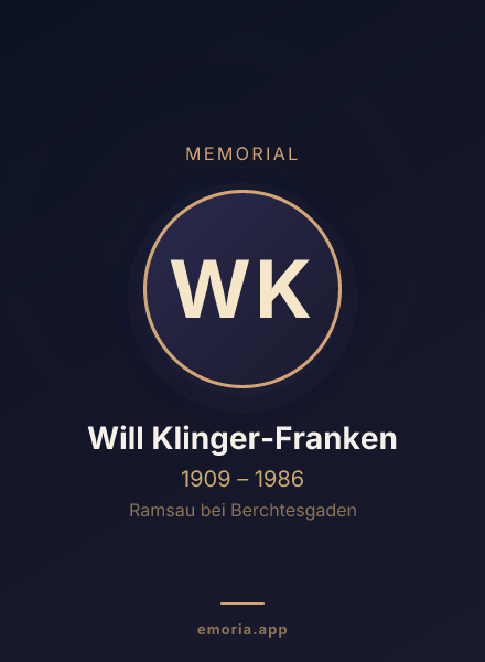 Memorial portrait of Will Klinger-Franken