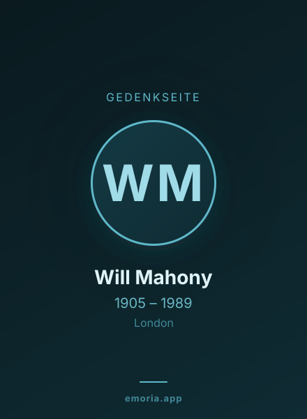 Gedenkportrait von Will Mahony