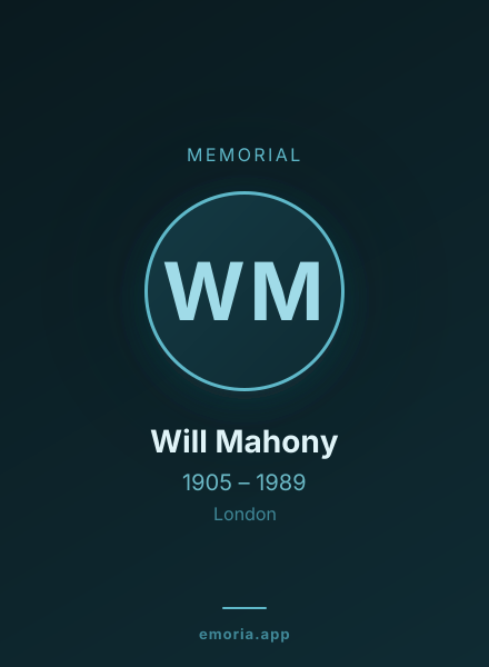 Memorial portrait of Will Mahony
