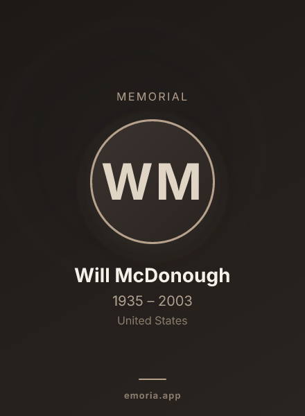 Memorial portrait of Will McDonough