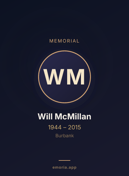 Memorial portrait of Will McMillan