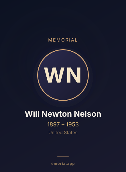 Memorial portrait of Will Newton Nelson