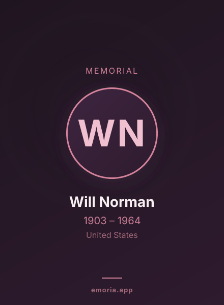 Memorial portrait of Will Norman