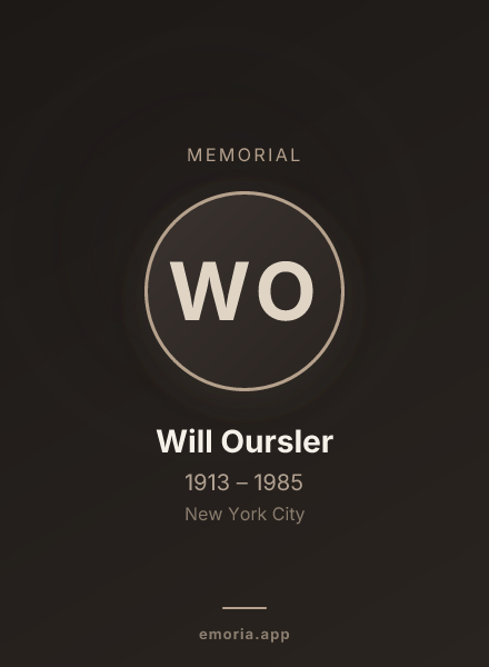 Memorial portrait of Will Oursler