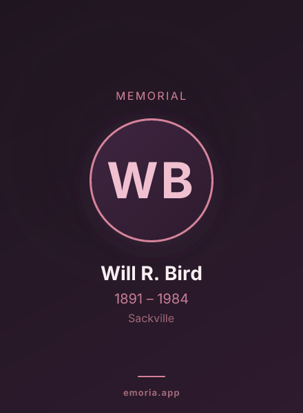 Memorial portrait of Will R. Bird