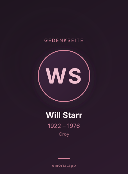 Gedenkportrait von Will Starr