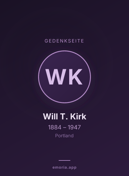 Gedenkportrait von Will T. Kirk