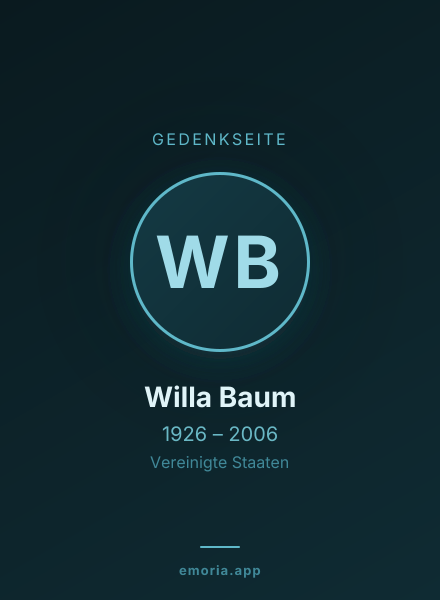 Gedenkportrait von Willa Baum
