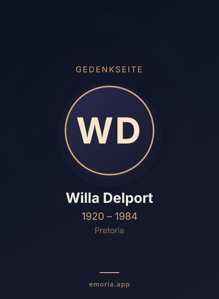 Gedenkportrait von Willa Delport