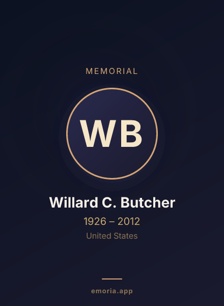 Memorial portrait of Willard C. Butcher
