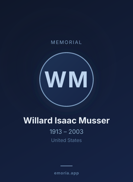 Memorial portrait of Willard Isaac Musser