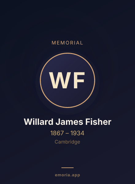 Memorial portrait of Willard James Fisher