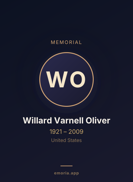 Memorial portrait of Willard Varnell Oliver