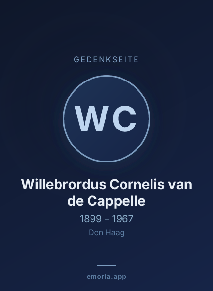 Gedenkportrait von Willebrordus Cornelis van de Cappelle