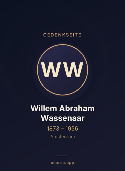 Gedenkportrait von Willem Abraham Wassenaar