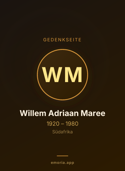 Gedenkportrait von Willem Adriaan Maree