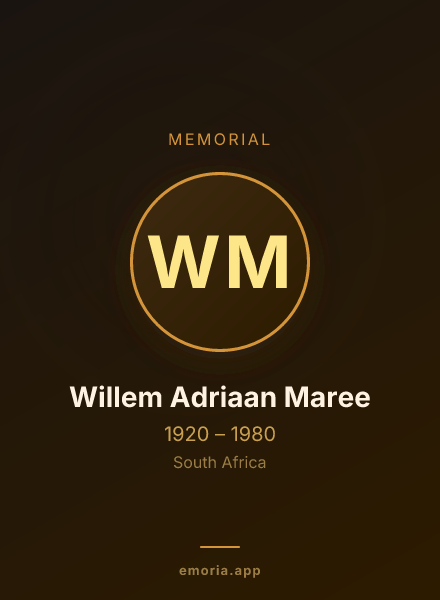 Memorial portrait of Willem Adriaan Maree