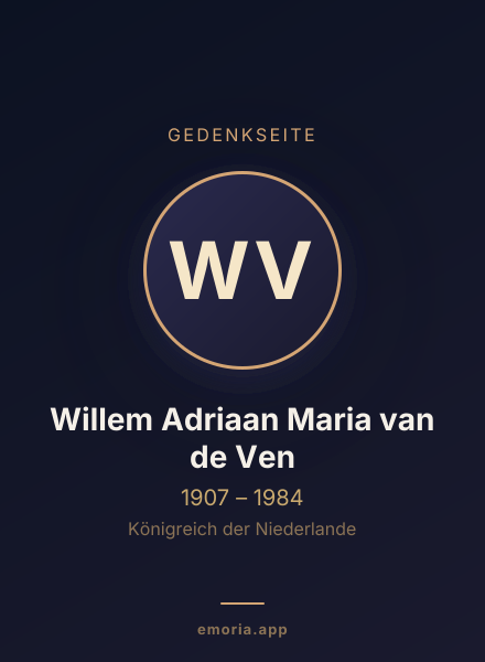 Gedenkportrait von Willem Adriaan Maria van de Ven