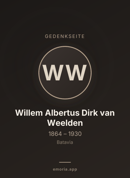 Gedenkportrait von Willem Albertus Dirk van Weelden