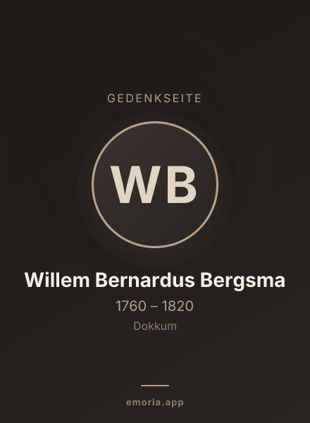 Gedenkportrait von Willem Bernardus Bergsma