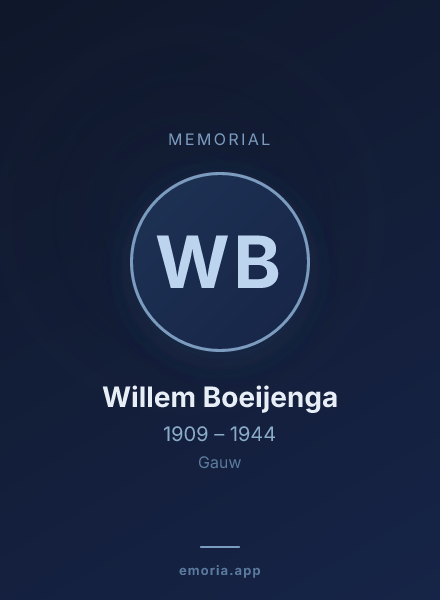 Memorial portrait of Willem Boeijenga