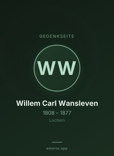 Gedenkportrait von Willem Carl Wansleven