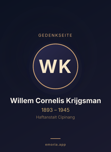 Gedenkportrait von Willem Cornelis Krijgsman