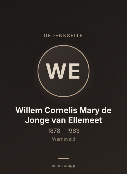 Gedenkportrait von Willem Cornelis Mary de Jonge van Ellemeet