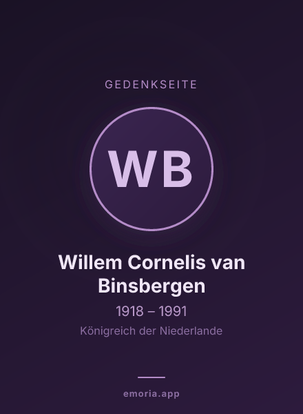 Gedenkportrait von Willem Cornelis van Binsbergen