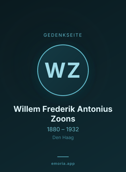 Gedenkportrait von Willem Frederik Antonius Zoons