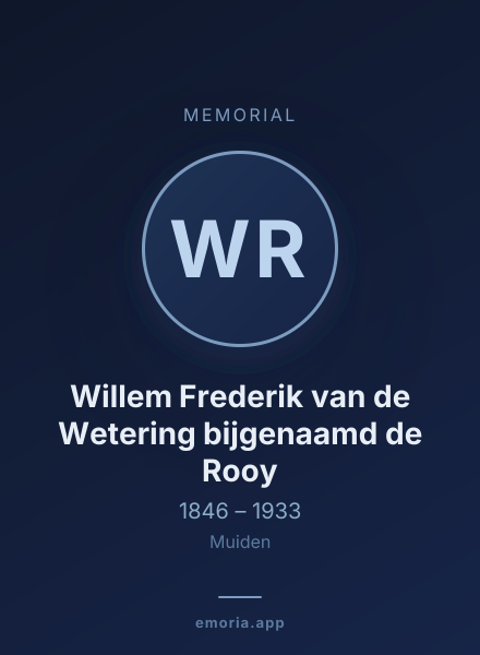 Memorial portrait of Willem Frederik van de Wetering bijgenaamd de Rooy
