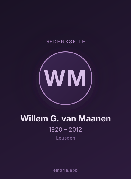 Gedenkportrait von Willem G. van Maanen