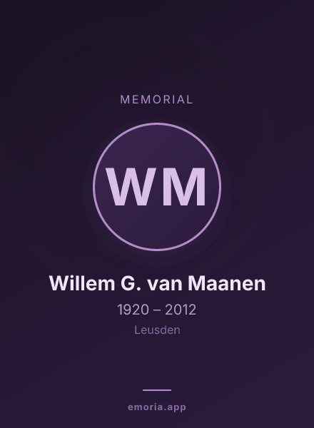 Memorial portrait of Willem G. van Maanen