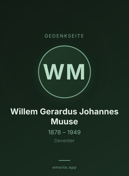 Gedenkportrait von Willem Gerardus Johannes Muuse