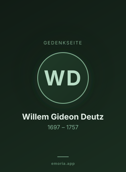 Gedenkportrait von Willem Gideon Deutz