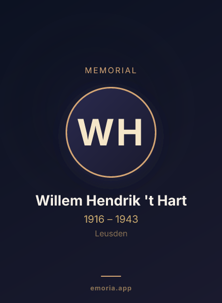 Memorial portrait of Willem Hendrik 't Hart