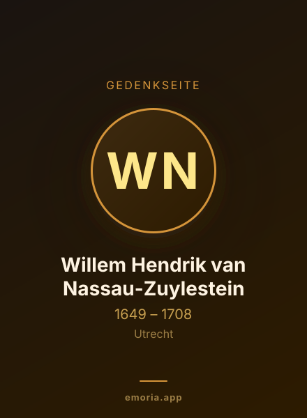 Gedenkportrait von Willem Hendrik van Nassau-Zuylestein
