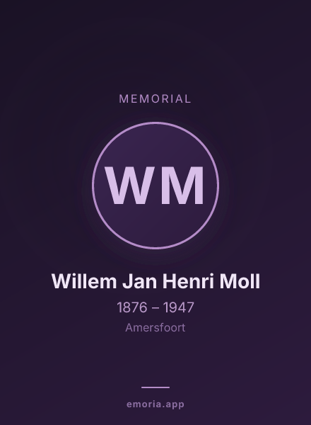 Memorial portrait of Willem Jan Henri Moll