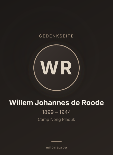 Gedenkportrait von Willem Johannes de Roode