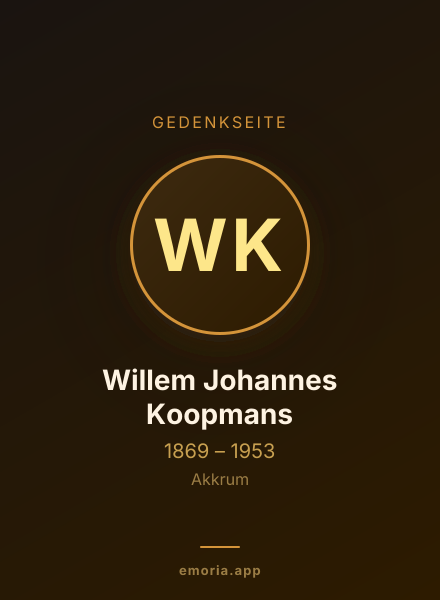 Gedenkportrait von Willem Johannes Koopmans