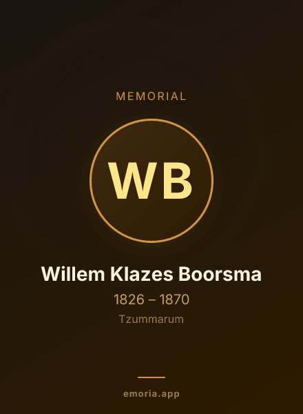 Memorial portrait of Willem Klazes Boorsma
