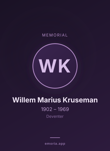 Memorial portrait of Willem Marius Kruseman