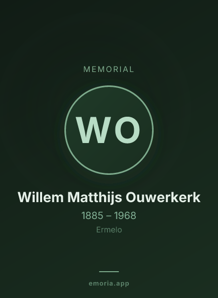 Memorial portrait of Willem Matthijs Ouwerkerk