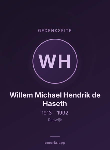 Gedenkportrait von Willem Michael Hendrik de Haseth