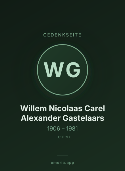 Gedenkportrait von Willem Nicolaas Carel Alexander Gastelaars