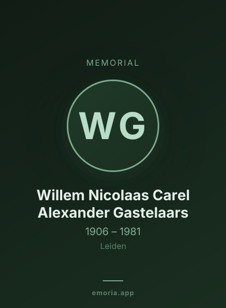 Memorial portrait of Willem Nicolaas Carel Alexander Gastelaars