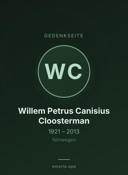 Gedenkportrait von Willem Petrus Canisius Cloosterman
