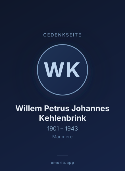 Gedenkportrait von Willem Petrus Johannes Kehlenbrink