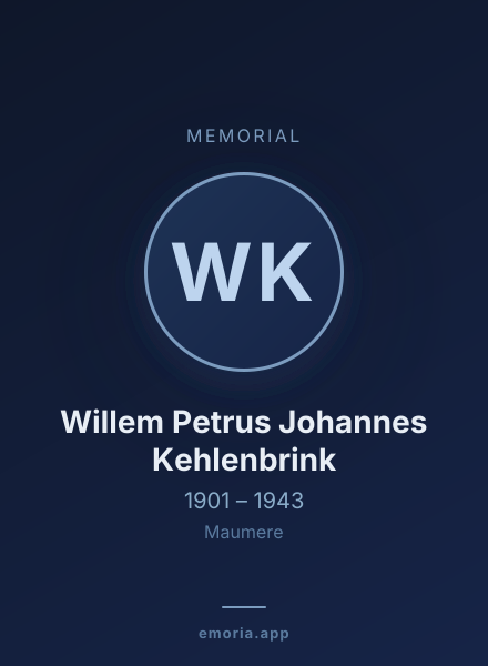 Memorial portrait of Willem Petrus Johannes Kehlenbrink