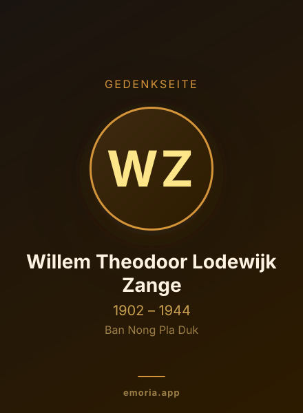 Gedenkportrait von Willem Theodoor Lodewijk Zange